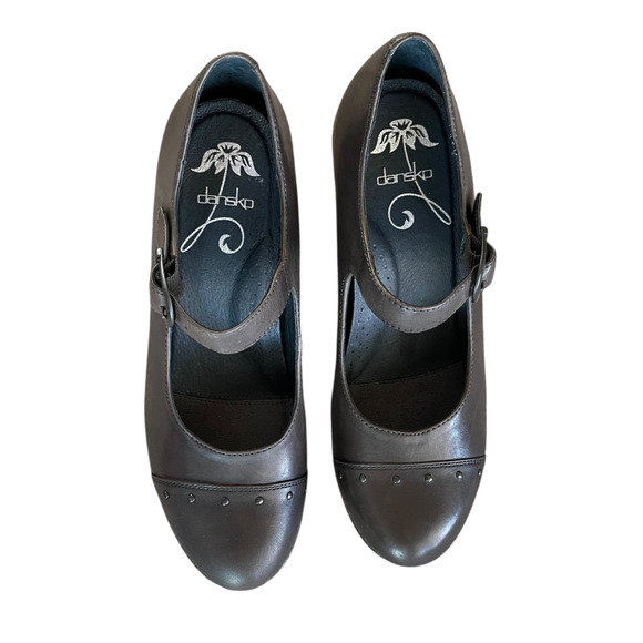 DANSKO Fanny Size 41/10.5 Brown Leather Mary Jane Steampunk Platform Wedge Shoes - Picture 5 of 9